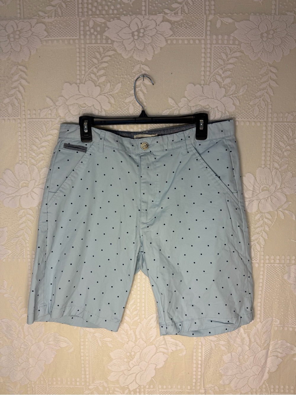 Hudson & Barrow Men's Light Blue Polka Dot Cotton Shorts - Picture 2 of 9